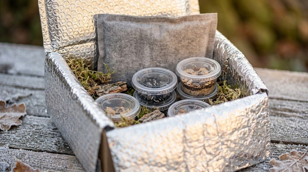 Colis d'insectes vivants avec chaufferette pour la livraison en hiver