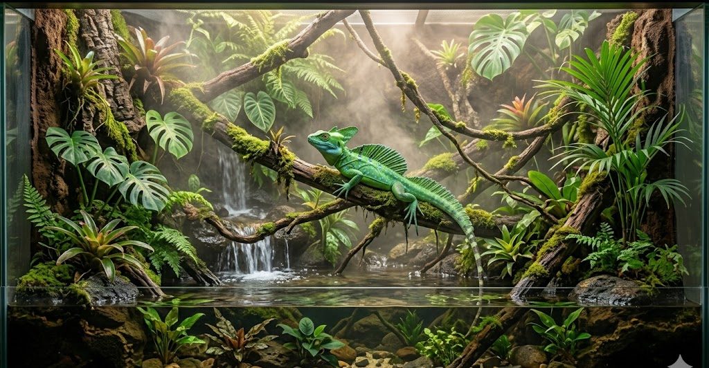 Terrarium adapté au basilic vert
